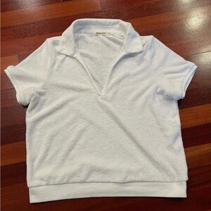 Marine Layer Terry Polo Collared Sz Small White
